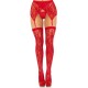 Leg Avenue Lace Stockings and Garterbelt Red