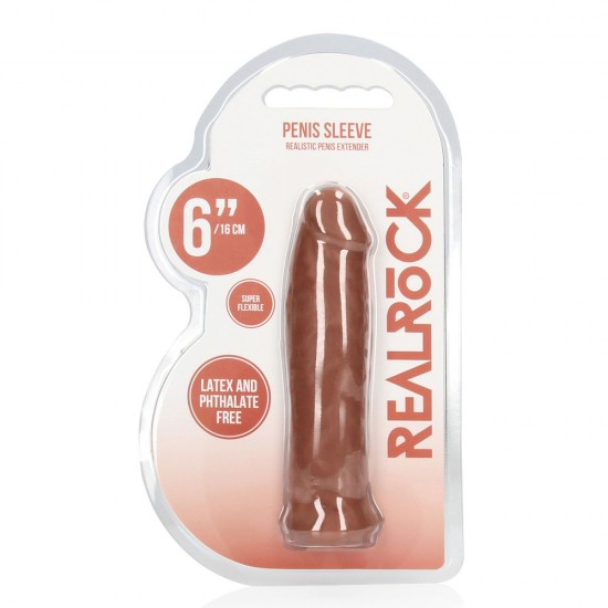 Realrock 6 Inch Penis Sleeve Flesh Tan Realrock 6 Inch Penis Sleeve Flesh Tan
